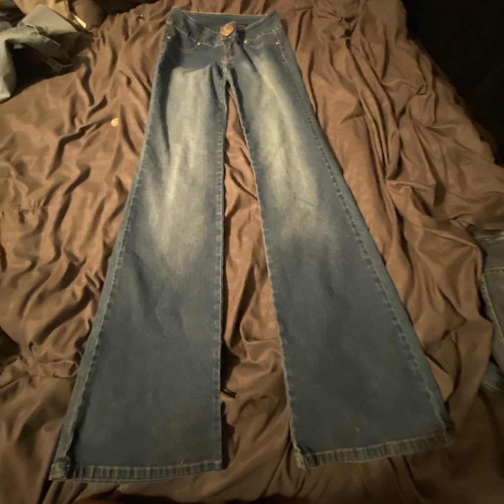 dark blue bootcut jeans